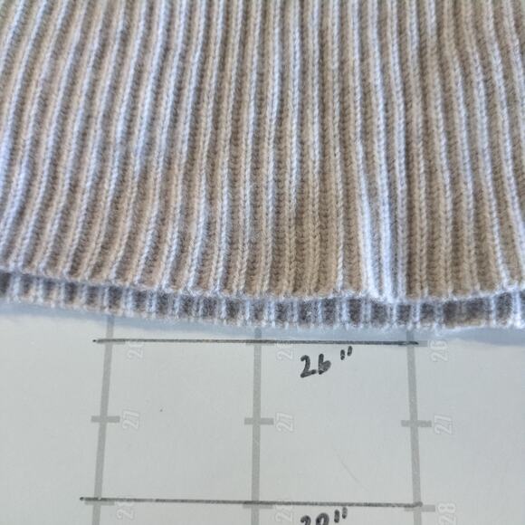 Vince Cashmere Sweater Womens XL Gray Tan Funnel Neck Wool Ribbed Button Sleeve - Picture 9 of 9